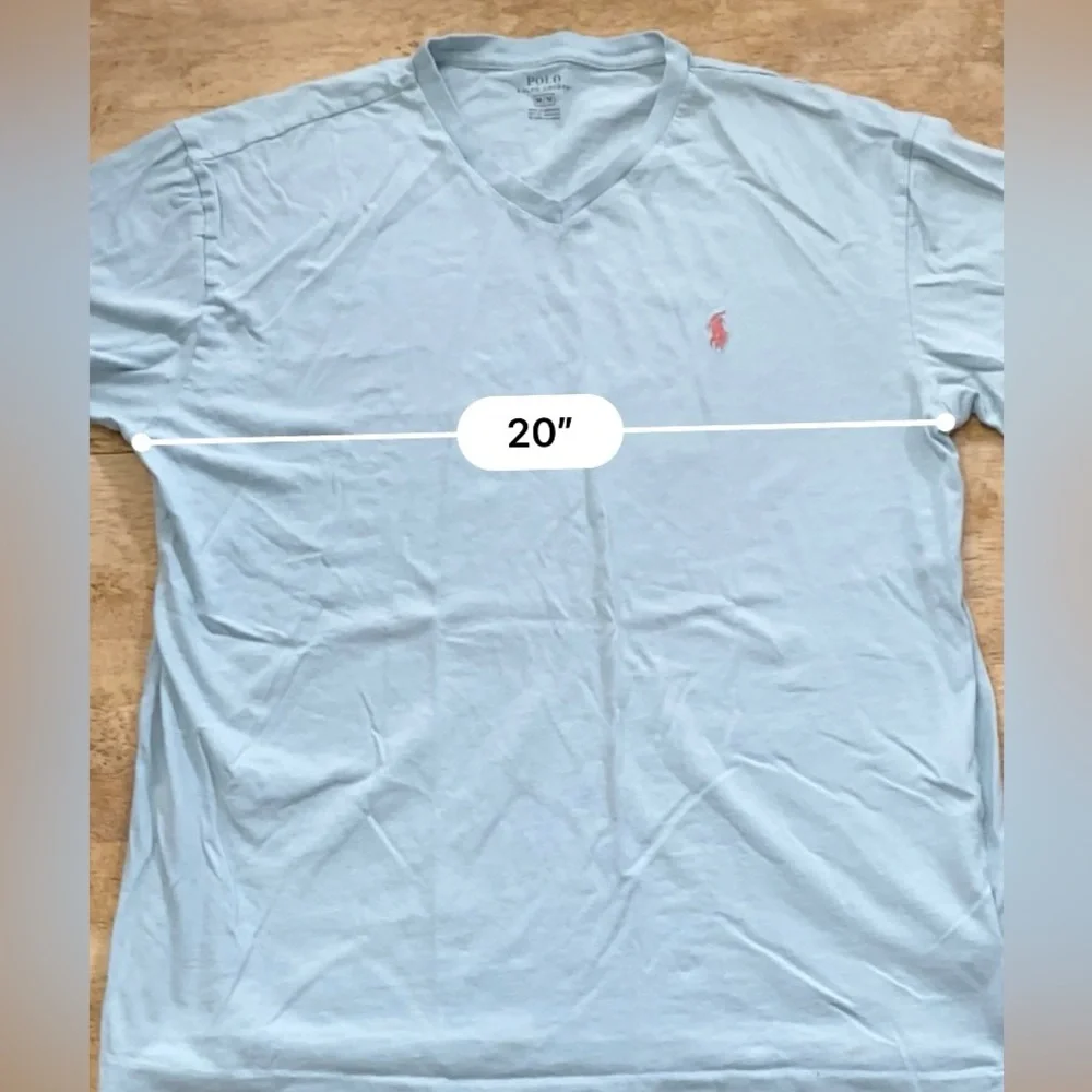 Polo by Ralph Lauren Men’s Medium Soft Blue  100% Cotton V-Neck Short Sleeve Tee